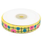 Лента репсовая (в рубчик) Подсолнухи 1 1,5см*22.86 м (желтый)