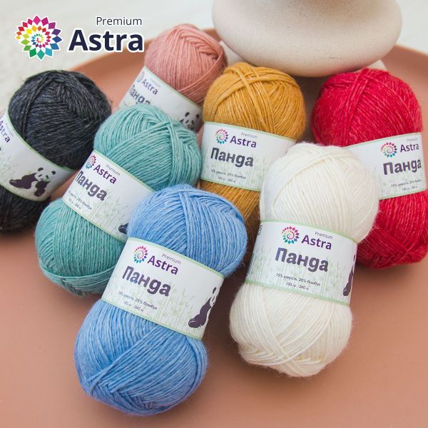 Пряжа Astra Premium (Астра Премиум) Панда (Panda) / уп.2 мот. по 100 г, 240 м, 151 красный