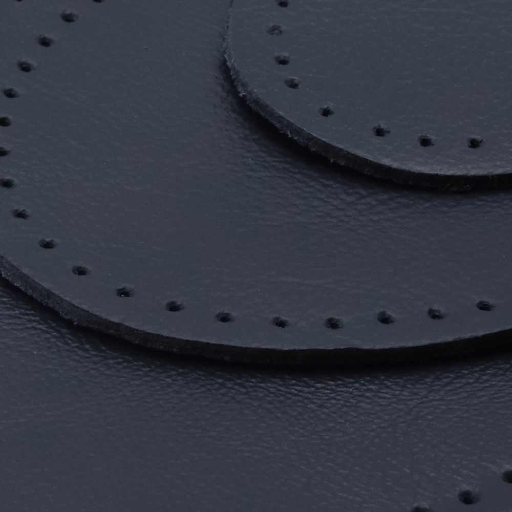 Набор заплаток пришивных из кожи, овал 4х5,5см, 6х8,2см, 8х10,9см, с перфорацией, 3 шт (05 темно-синий), 9404