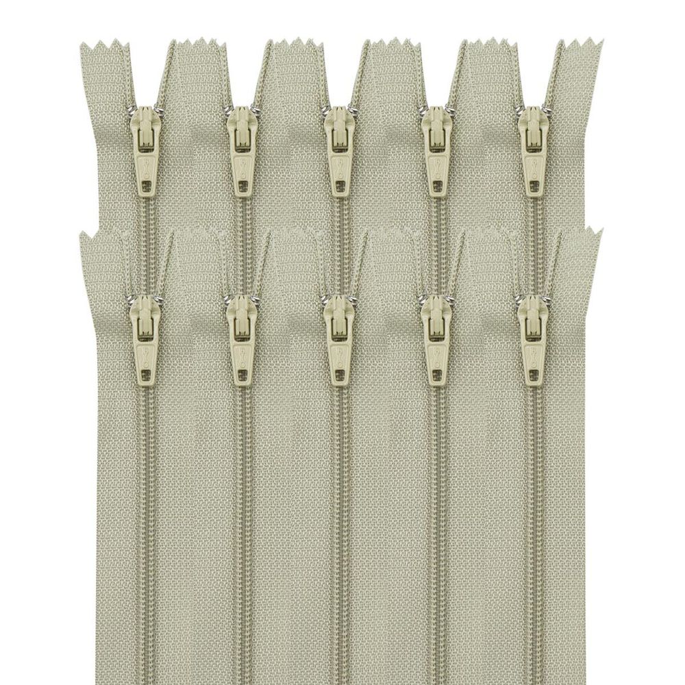 Молния спираль (витая) брючная Т3 (3 мм) 1 зам., н/раз., 20 см, автомат, св.олив, 30119, 10 шт