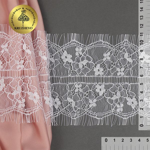 Кружево шантильи (реснички) 110мм 5026-10, цв.1 белый уп.15м (по 3м), Kruzhevo
