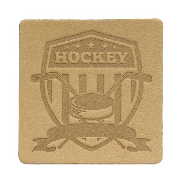 Термоаппликация из кожи Хоккей 5х5см, 100% кожа, 41 бежевый