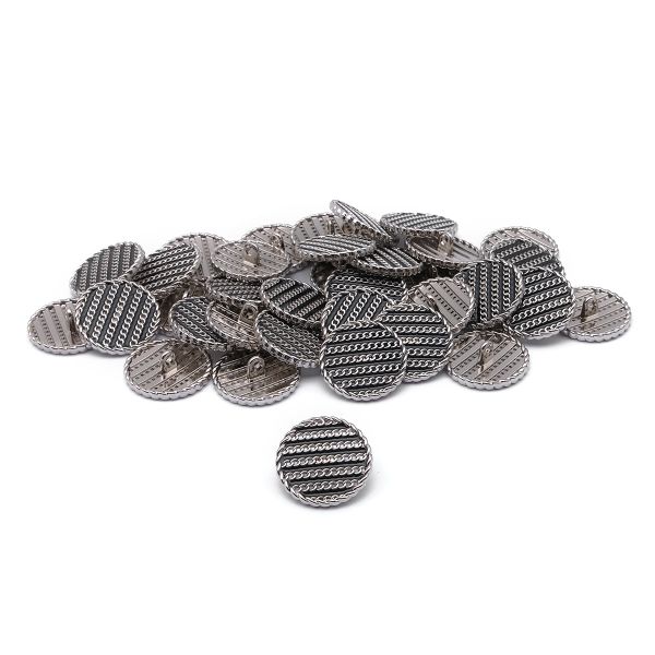 Пуговицы на ножке Твидовая 36L (23мм), металл (Black/S (черный/серебро)), ME-651, 36 шт