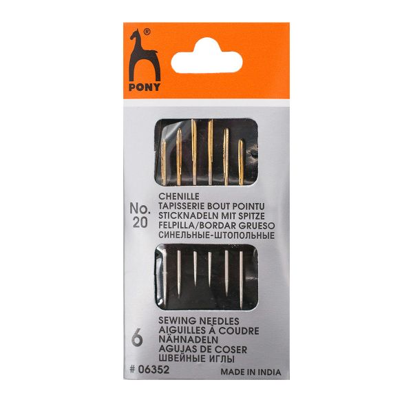 Иглы ручные для штопки №20, 6 шт, Pony