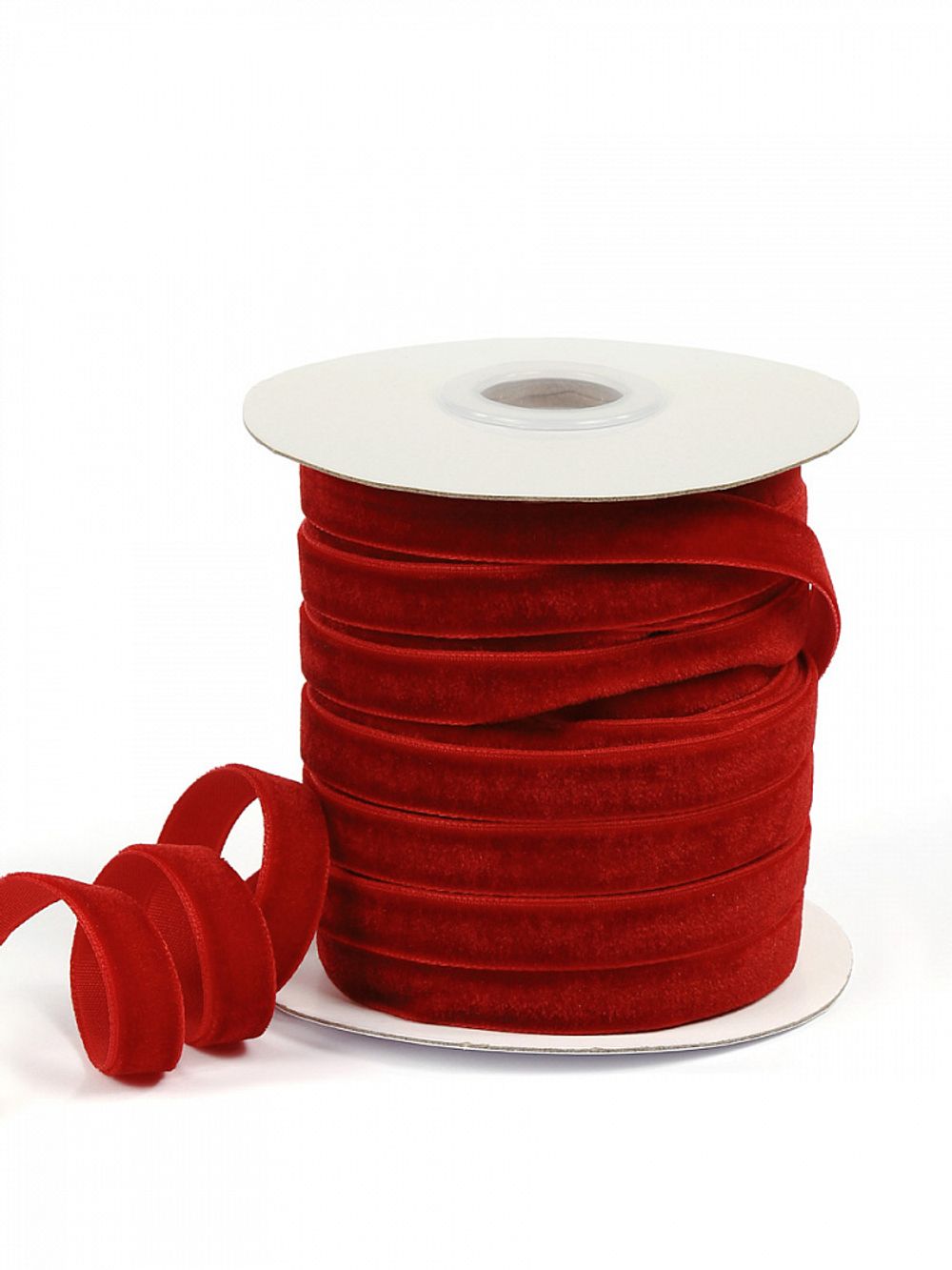 Лента бархатная (тесьма) 10 мм / 22.86±1 метра, TBY10VR42, нейлон, т.красный