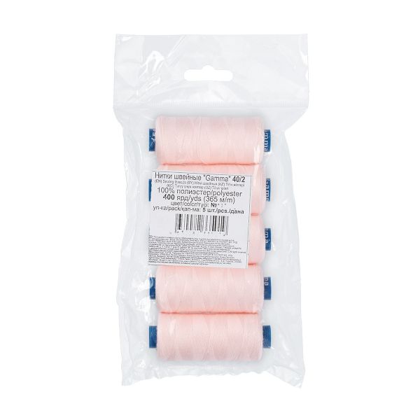 Нитки швейные бытовые Gamma 40/2, 365 м / 5 кат, №151 бл.розовый