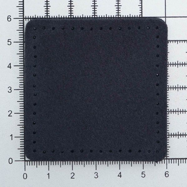 Заплатки пришивные из замши, квадрат 6см с перфорацией, 2 шт, 100% кожа, 22 темно-синий, 59112