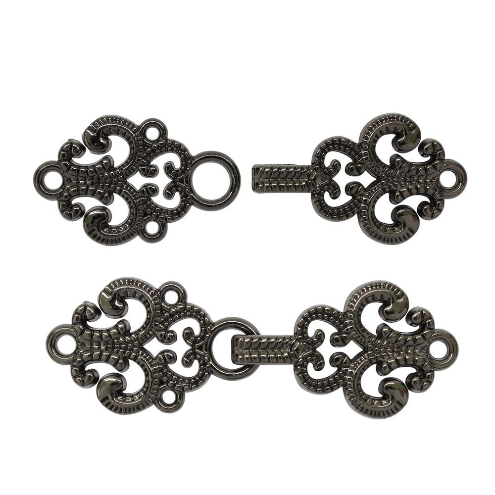 Крючки пришивные декоративные 59х20 мм, pewter, 6 шт