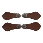 Фурнитура застежка для кардигана кожаная №6 коричневая 21,5 (черный никель), 2 шт