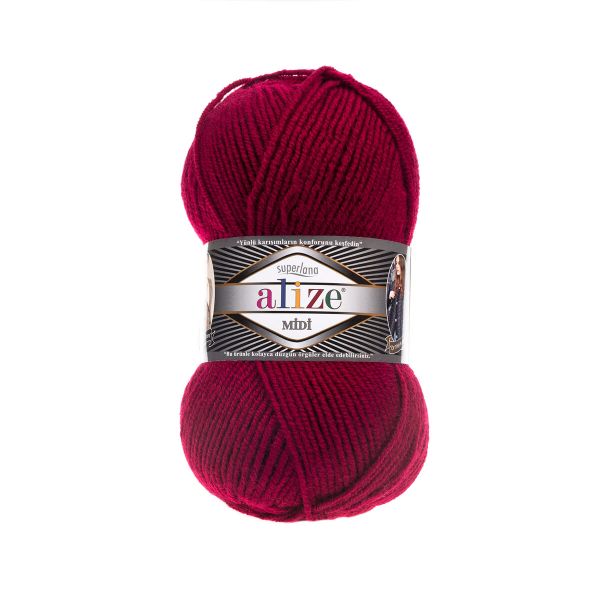 Пряжа Alize (Ализе) Superlana Midi / уп.5 мот. по 100 г, 170м, 390 вишня А
