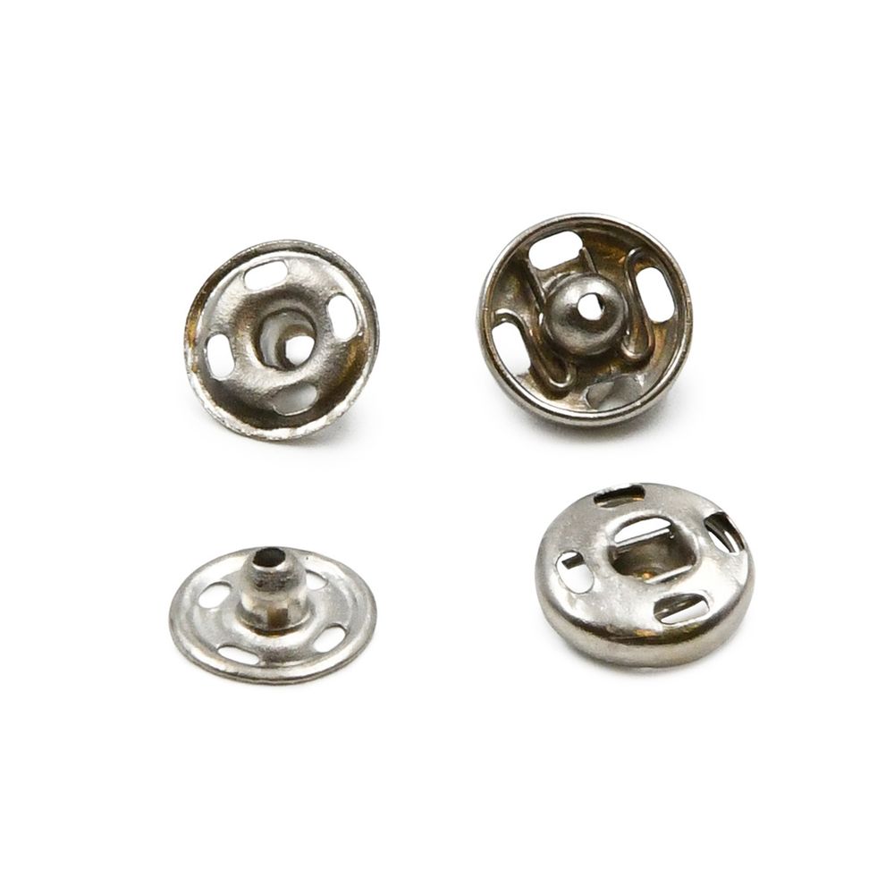 Кнопка пришивная металл ⌀9 мм серебро/никель, 12 шт, Pony