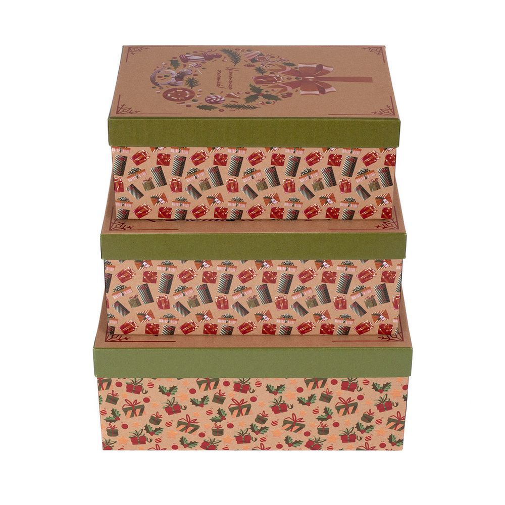 Набор подарочных крафт-коробок "3в1", 24.5х16х10 - 28.5х19х12 см, 01, Stilerra SBOX-RKN5-3