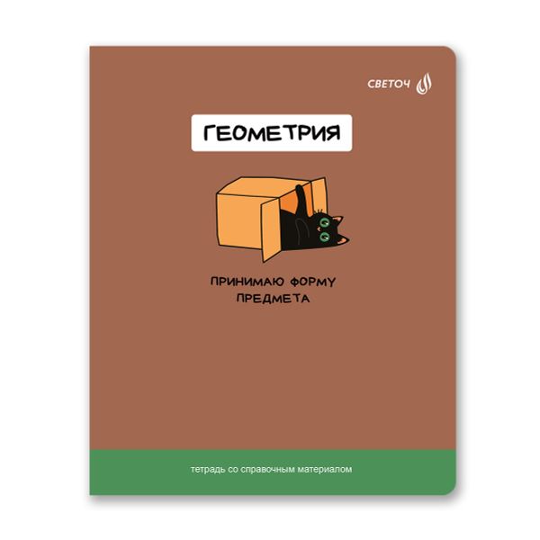 Тетрадь со справочным материалом На задней парте, выбор.лак, A5+ 48 л. на скобе 65 г/м², белизна 100 %, 10 шт, клетка, 01302 На задней парте Геометрия, Светоч Т141