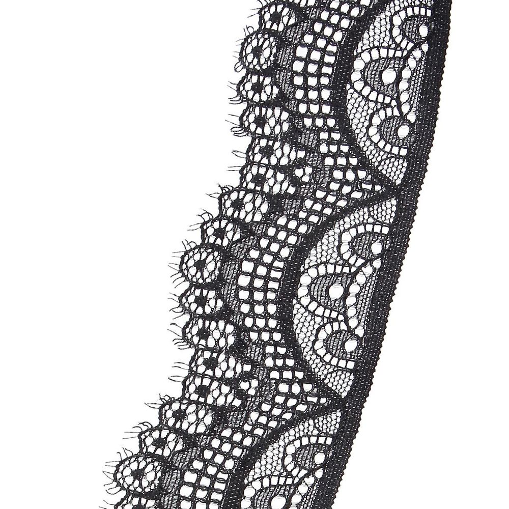 Кружево эластичное (стрейч) 60 мм / 13.71 метра, C580 черный