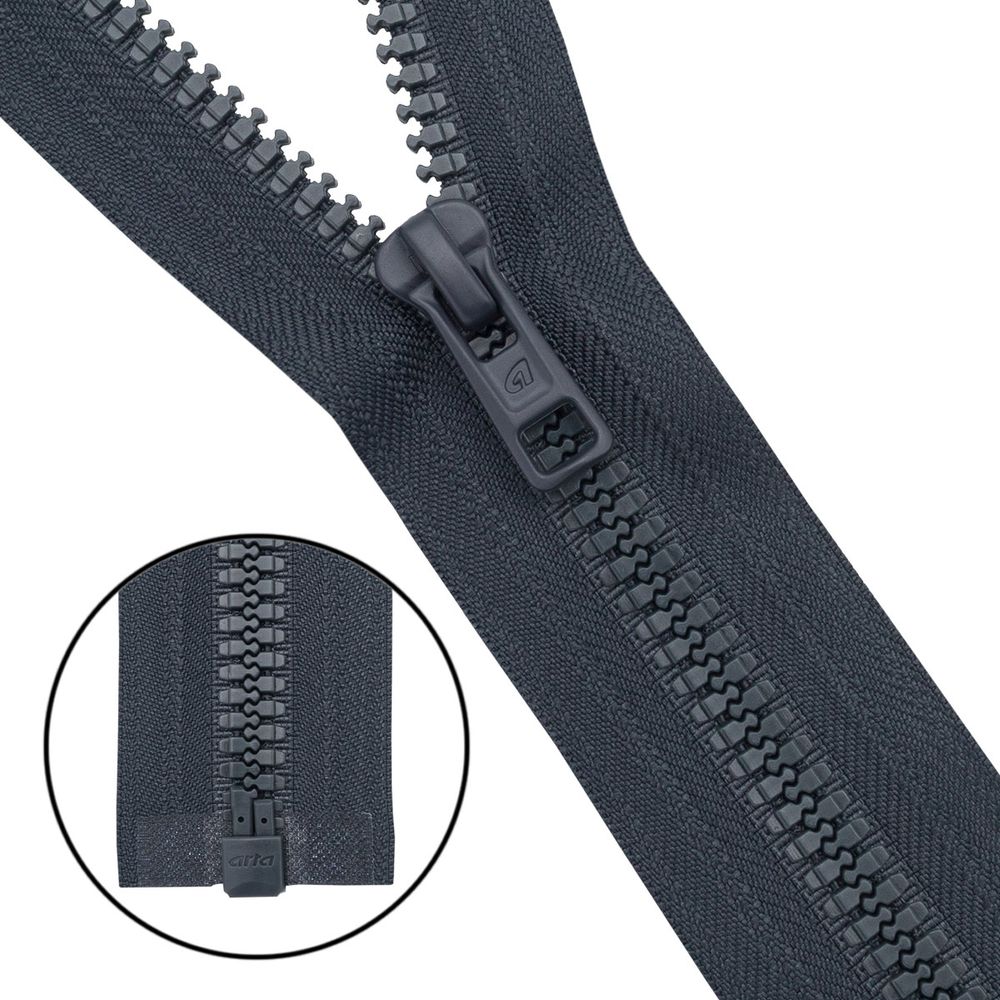 Молния трактор Arta Т6 (6 мм) 1 зам., разъем., 40 см, (2076), A156 т.серый, НОВЫЙ МАТОВЫЙ ЗАМОК, уп.5 штук