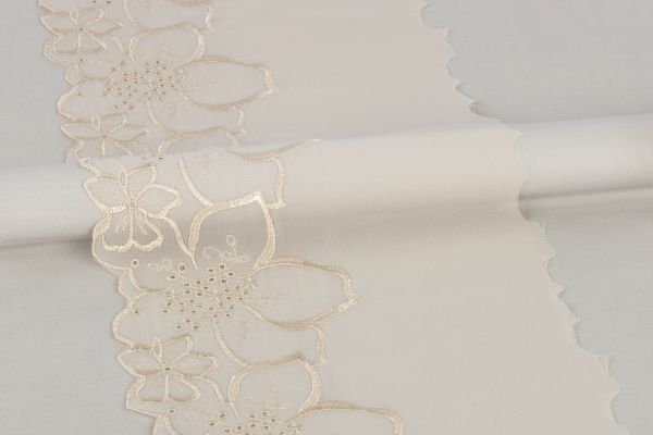 Кружево на сетке (шифон) 190 мм / 10 м, Турция, SF008BEJ (181) бежевый, Gamma SHKM-19001