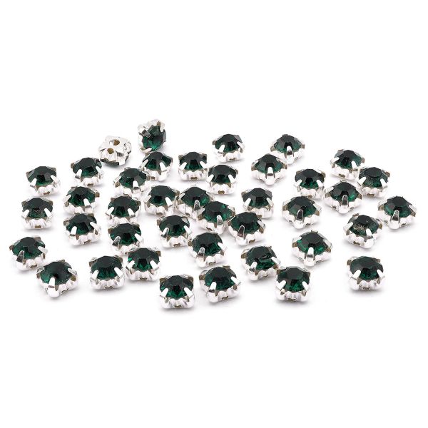 Хрустальные стразы в цапах/серебро, 6мм, 40 шт/упак, Astra&Craft (36 изумрудный), 4AR169/176
