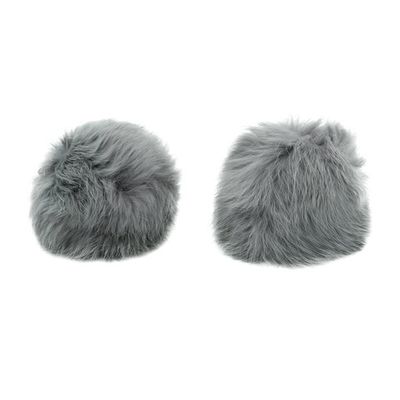 Помпон из натурального меха 80 мм, кролик, 2 шт, I серый