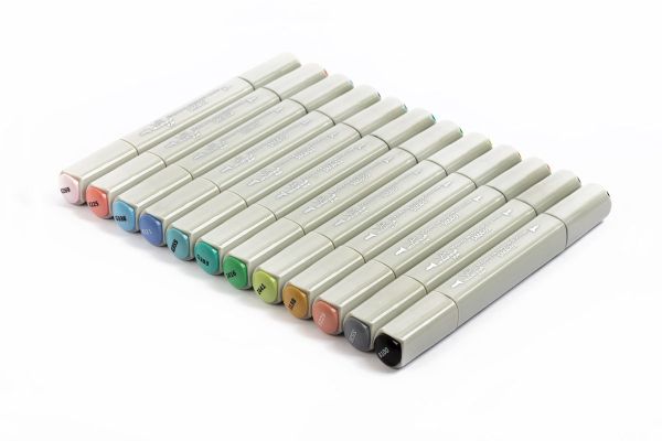 Набор маркеров на спиртовой основе 0.7 - 7 мм, 12 цв. перо круглое/скошенное, 11 -Фантазия, Vista-Artista SMA-12