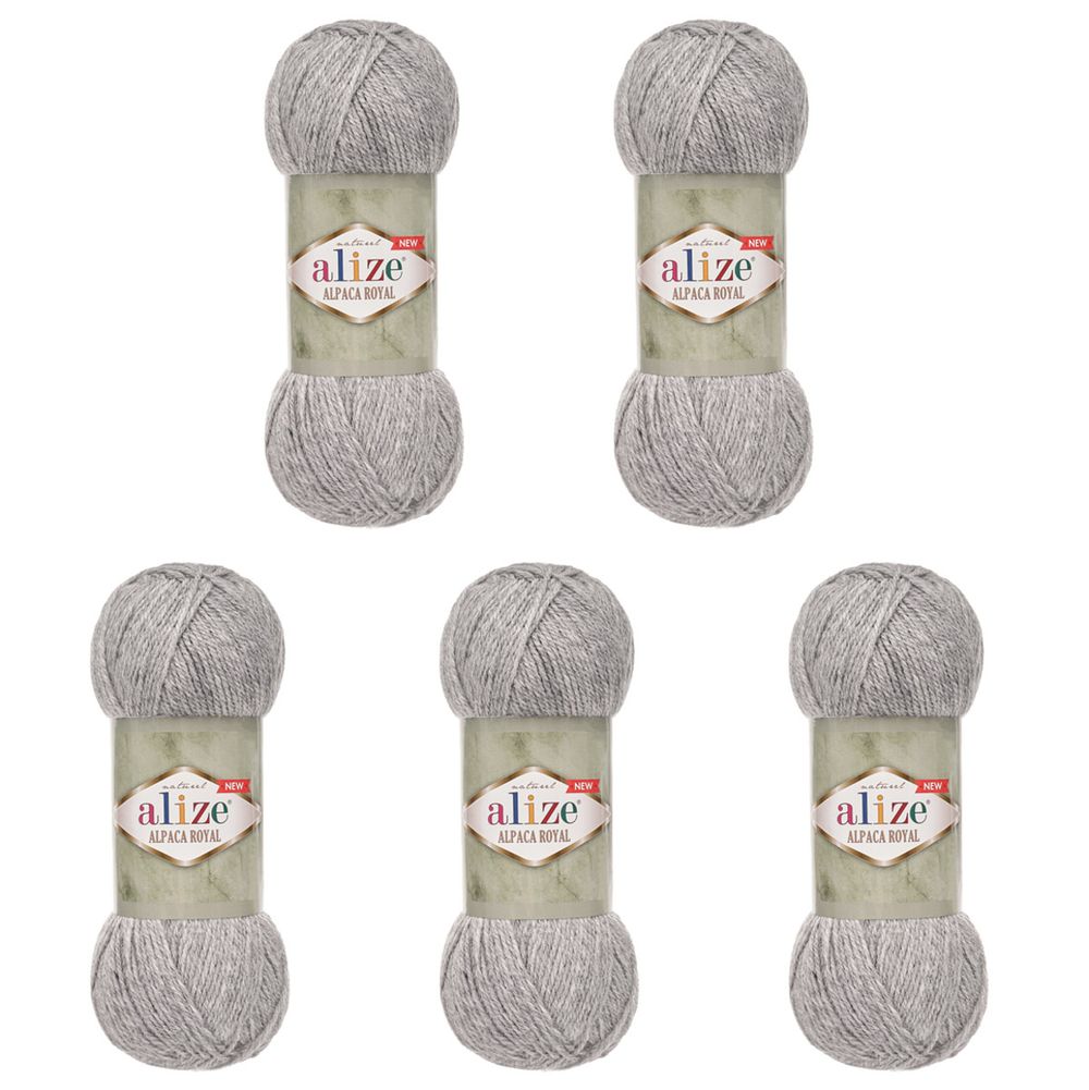 Пряжа Alize (Ализе) Alpaca Royal New / уп.5 мот. по 100 г, 250м, (21 серый меланж)