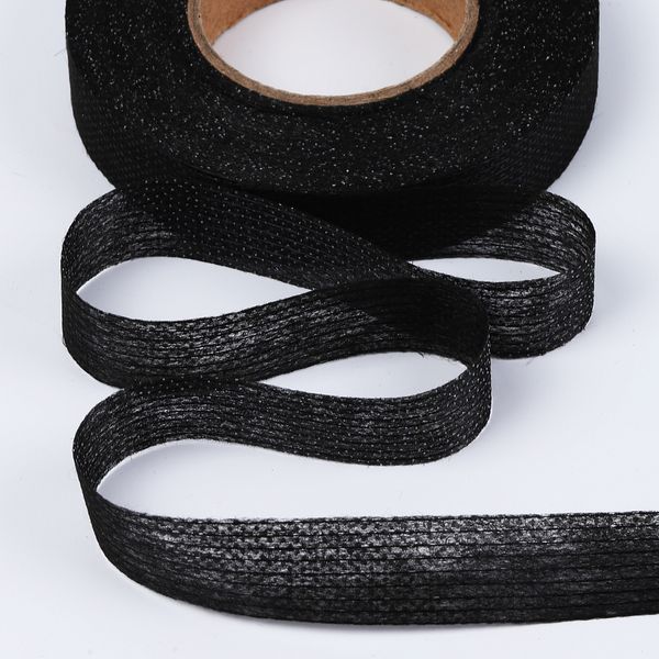 Лента клеевая нитепрошивная по долевой 15.0 мм / 25 метров, черный, 4715B, Idealtex