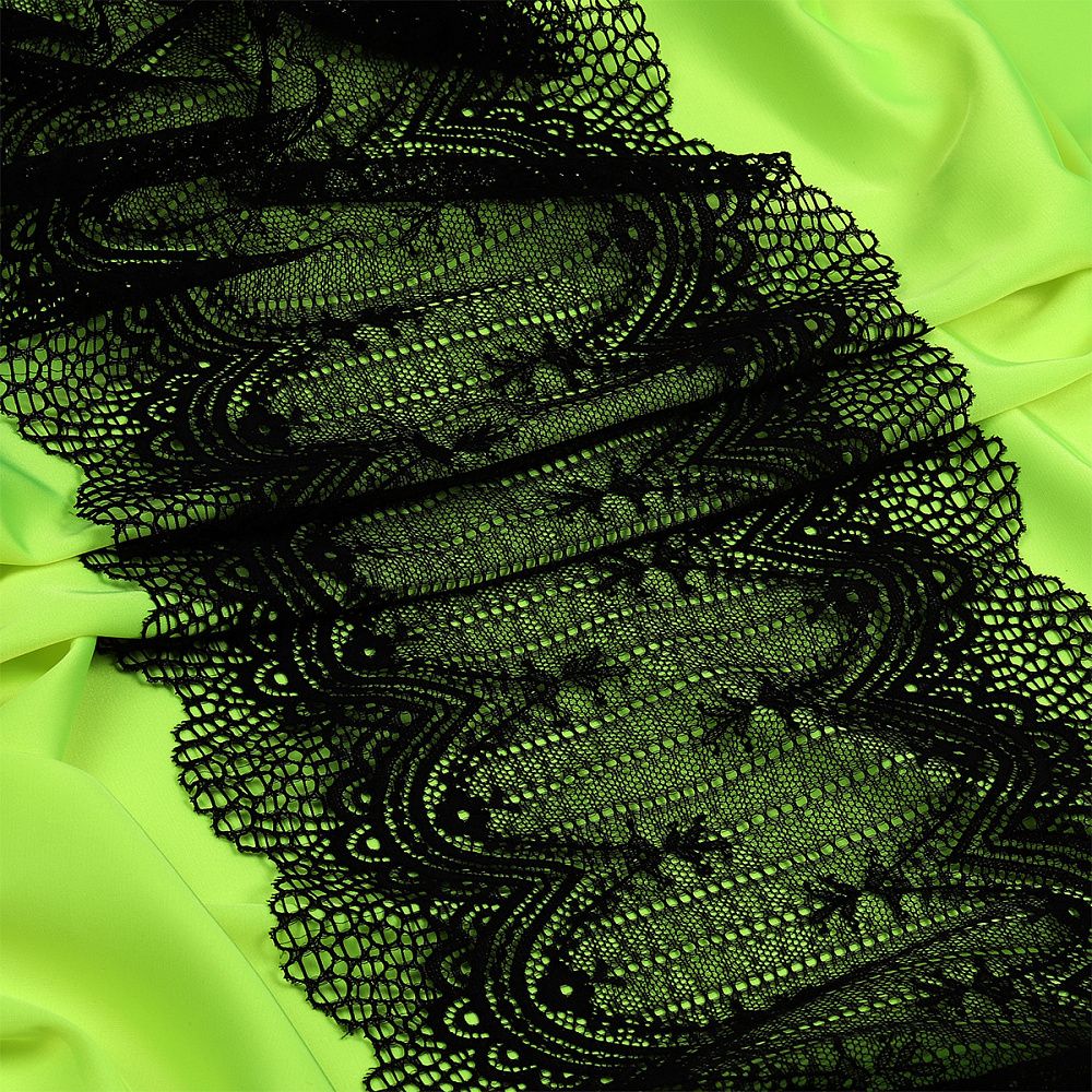 Кружево бельевое эластичное 230 мм / 10 м, 8037, цв.черный, Kruzhevo