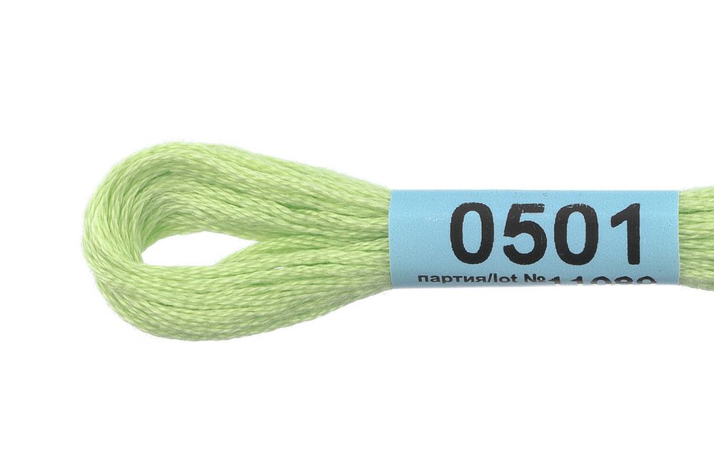 Мулине Gamma 100% хлопок, цв.0501 св-салатовый, 24 мотка по 8 метров