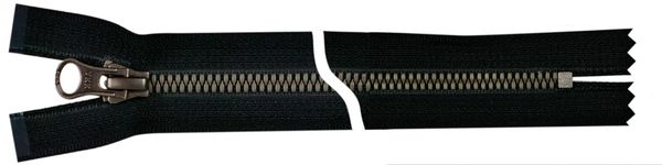 Молния трактор YKK Metalux Т5 (5 мм) 1 зам., разъем., античное серебро, 20 см, под металл, 580 silver 20, уп.10 шт