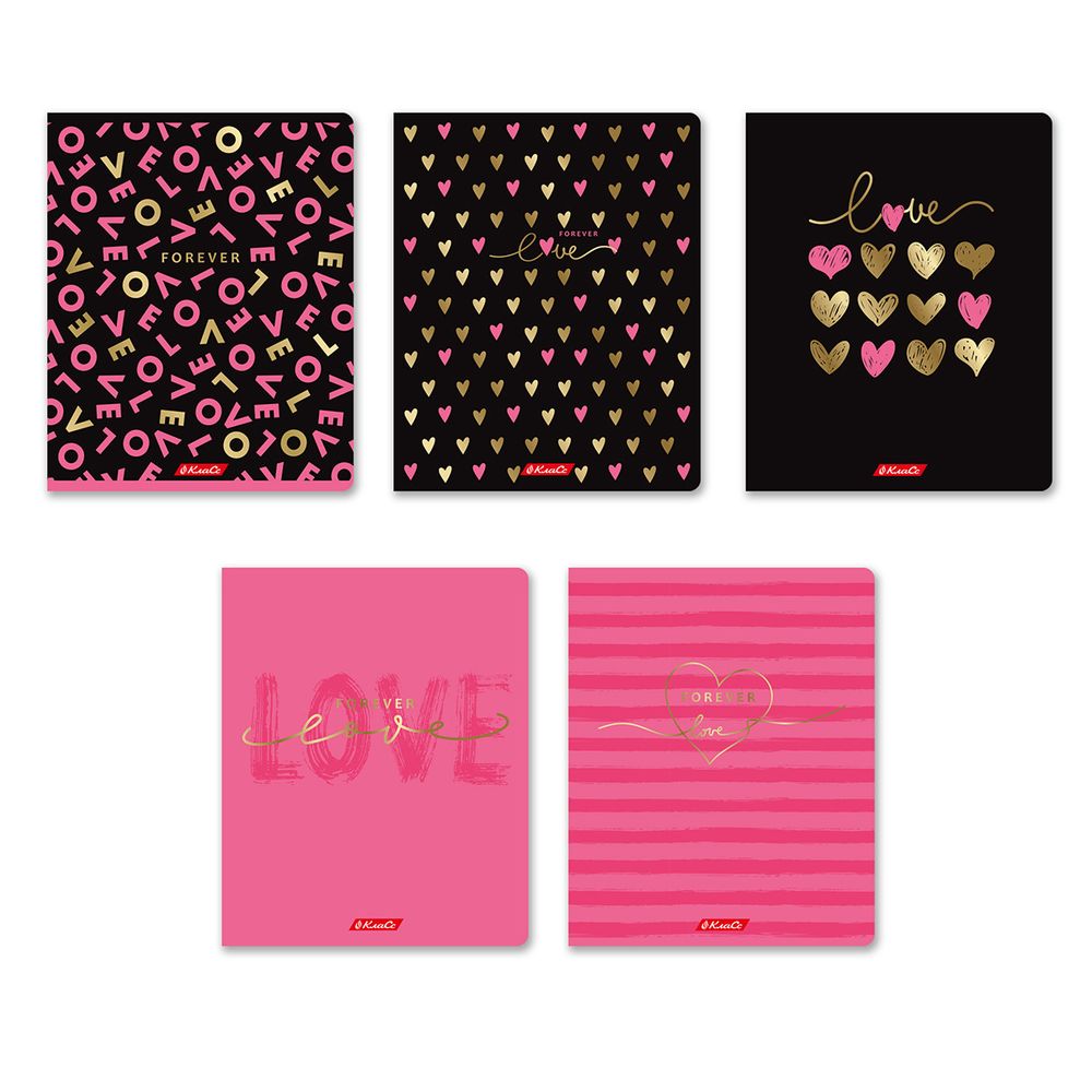 Тетрадь ученическая общая, тиснение фольгой A5+ 48 л. на скобе 65 г/м², белизна 100%, 10 шт, линия в термоусадочной пленке, 000311 My Love, Светоч 48ТСК5_6_3_2