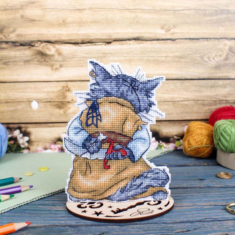 Набор для вышивания нитками МП Студия, на пластиковой канве Кот Базилио 14х10см