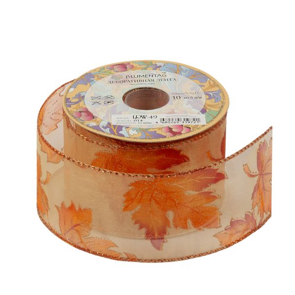 Лента декоративная 63 мм / 10±1 метров, 014 оранжевый, Blumentag LRW-49