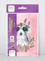 Алмазная (кристальная) мозаика Фрея, открытка Енотик с цветами, 14.8х10.5 см