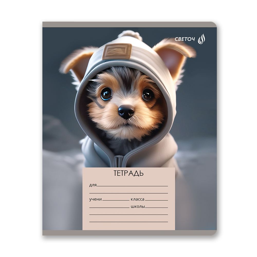 Тетрадь ученическая школьная, выборочный лак, A5 18 л. на скобе 65 г/м², белизна 100% 20 шт линия, 01453 Лапки в шапках, Светоч Т185