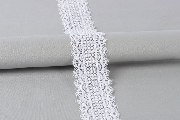 Кружево гипюр (плетёное) 50 мм, / 10±0.2 метра, GP001WH белый, Gamma GGM-5002