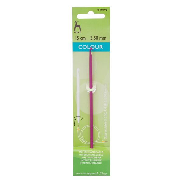 Крючок для вязания Pony Colour ⌀3.5 мм, 15 см, со сменной леской, алюминий, 40402