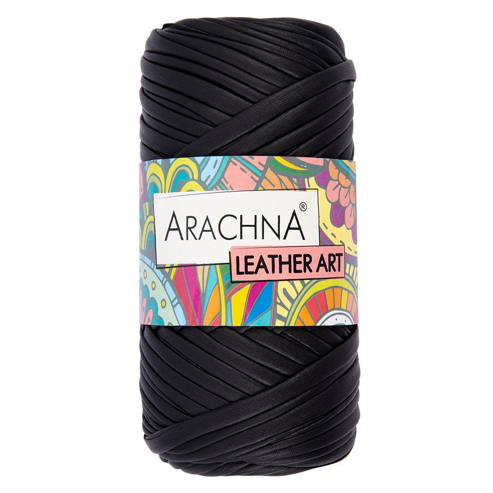 Пряжа Arachna Leather Art / уп.4 мот. по 160г, 50 м, 01 черный