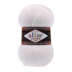 Пряжа Alize (Ализе) Lana Gold Fine / уп.5 мот. по 100 г, 390м, 055 белый A