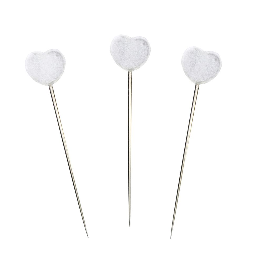 Булавки декоративные с белыми сердечками, упак., 6 шт, Астра