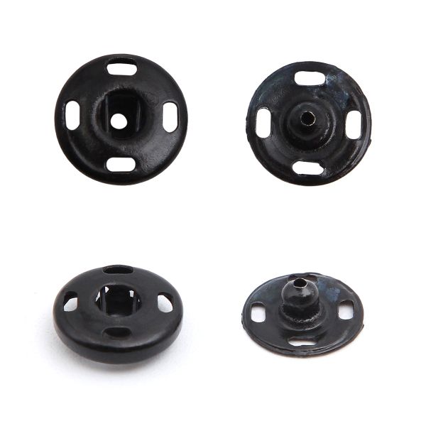 Кнопка пришивная металл ⌀12.0 мм, черный, 6 шт, Pony