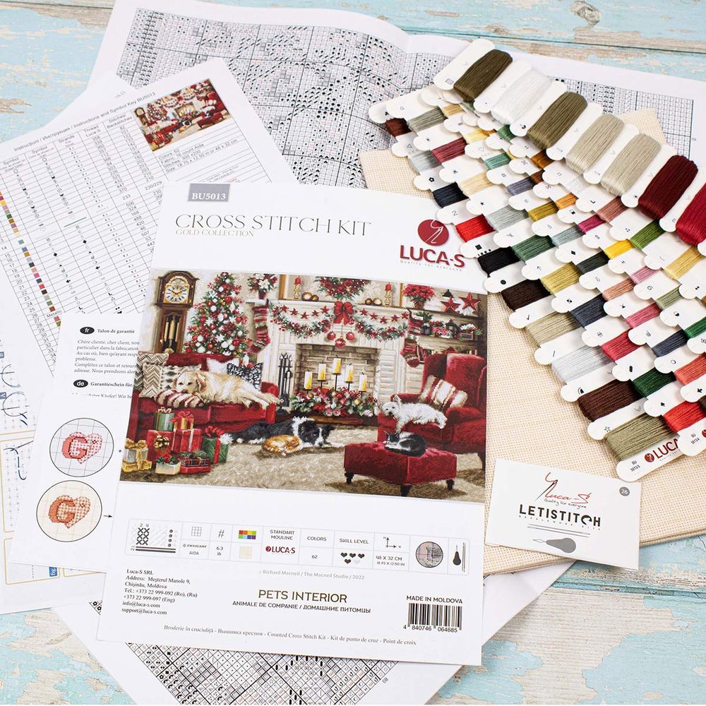 Набор для вышивания нитками Luca-S BU5013, Домашние питомцы, 48х32см