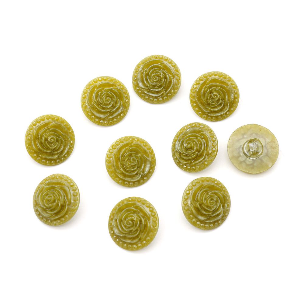 Пуговицы на ножке Розочки, 10 шт (23 травяной)