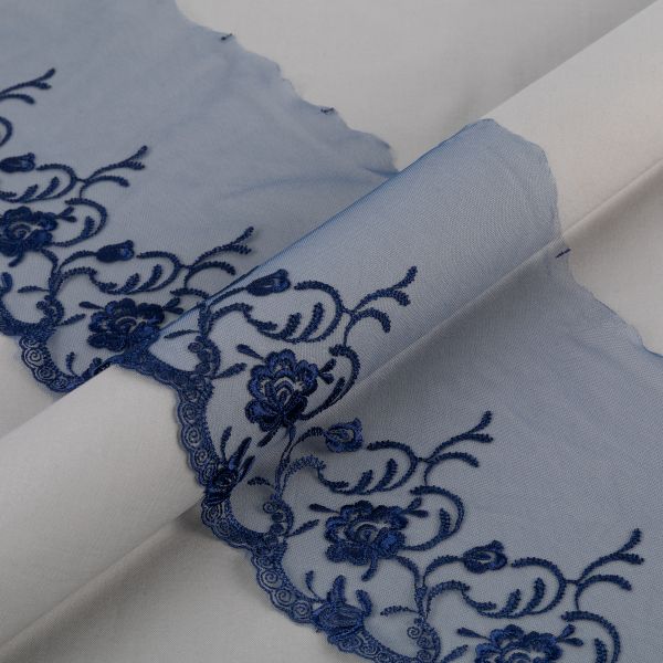 Кружево на сетке 190 мм / 10 м, т.синий, Gamma GKM-1901