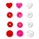 Кнопка Color Snaps Сердце пластик ⌀12.4 мм, 30 шт, красный/белый/розовый, Prym 393031