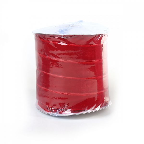 Лента бархатная (тесьма) 20.0 мм / 22.86±1 метров, арт.20VR42 нейлон цв.т.красный