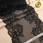 Кружево бельевое эластичное Kruzhevo 245 мм / 10 м, 6333, цв.02 черный /TOS/