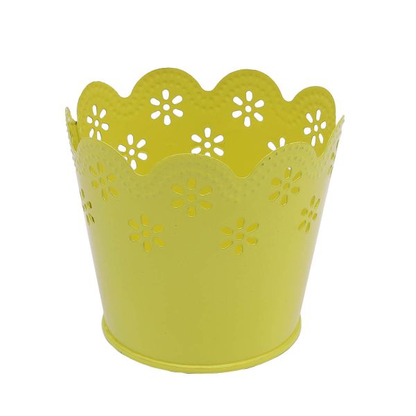 Вазон металлический окрашенный 7х9см, желтый