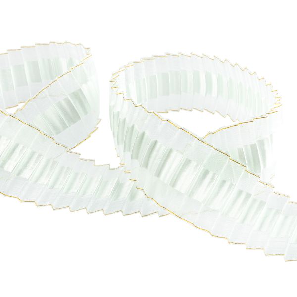 Лента капроновая (органза) гофрированная 38.0 мм / 22.5 метров, 086 св. небесный, Blitz ORV-38