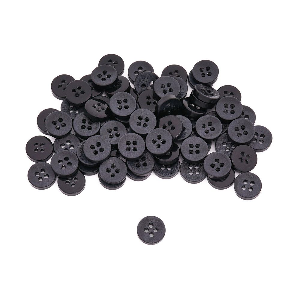Пуговицы 4 прокола 18L=11 мм, пластик, Blk-02 черный, 72 шт, CN2842