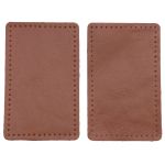 Заплатки пришивные из кожи, прямоугольник 6х9,6см с перфорацией, 2 шт, 100% кожа, 02 светло-коричневый, 9113