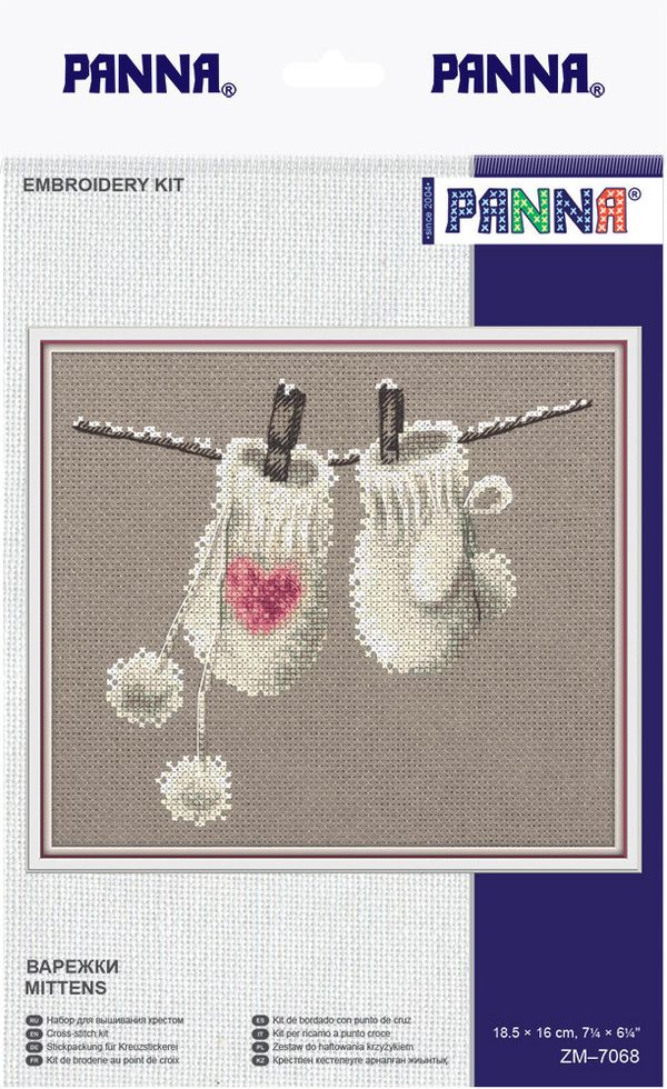 Набор для вышивания нитками Panna, Варежки, 18,5х16 см